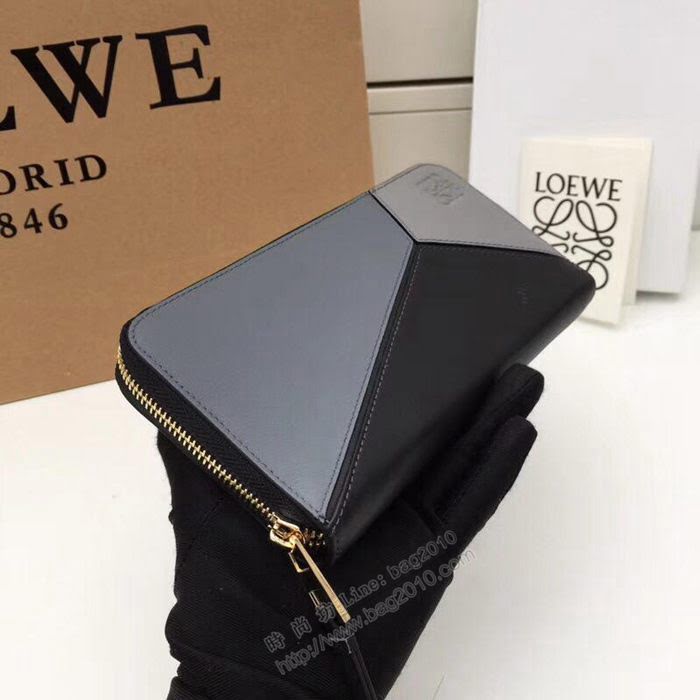LOEWE錢包 122N89 頭層皮幾何錢包 羅意威原單長錢包  sl2049